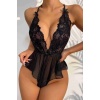 Merry See Dantelli Gecelik Babydoll Bodysuit Siyah