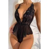 Merry See Dantelli Gecelik Babydoll Bodysuit Siyah