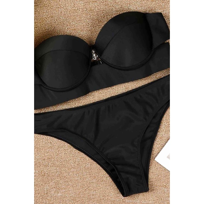 Angelsin Siyah Straplez Bikini Takım