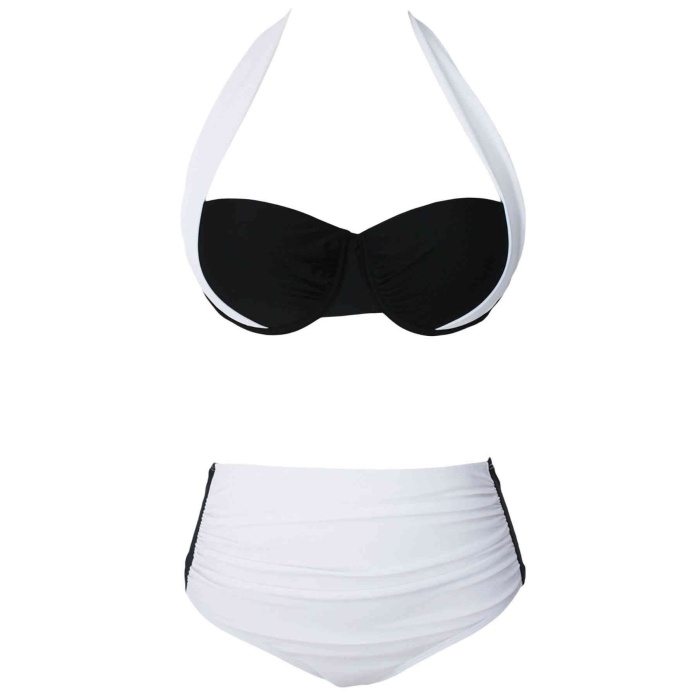 Angelsin Kaplı Siyah Beyaz Tasarım Bikini Takım