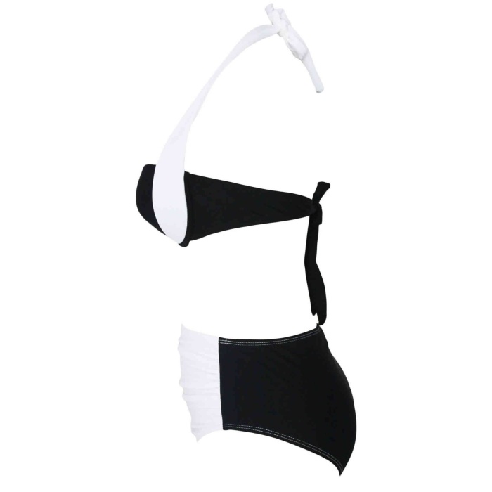 Angelsin Kaplı Siyah Beyaz Tasarım Bikini Takım