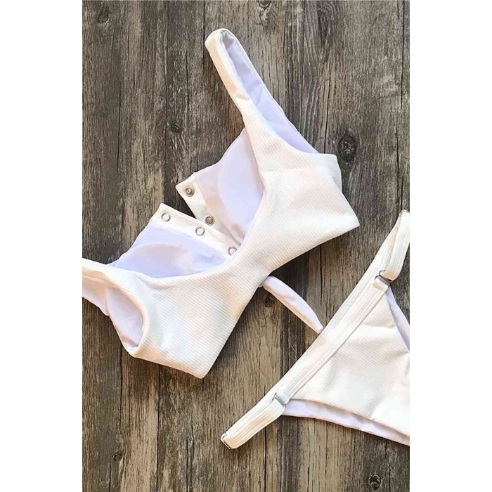 Angelsin Beyaz Çıtçıtlı Bikini Takım