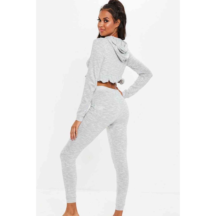 Merry See Gri Kapşonlu Pijama Eşofman Takım