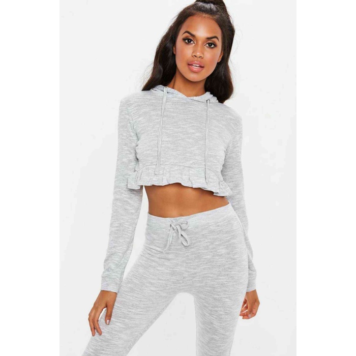 Merry See Gri Kapşonlu Pijama Eşofman Takım