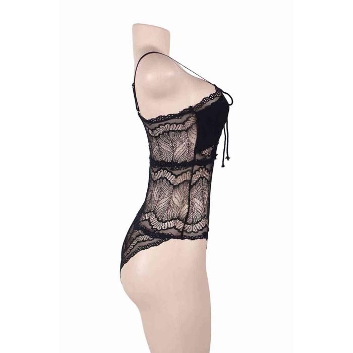 Merry See Dantel İşlemeli Siyah  Body Gecelik