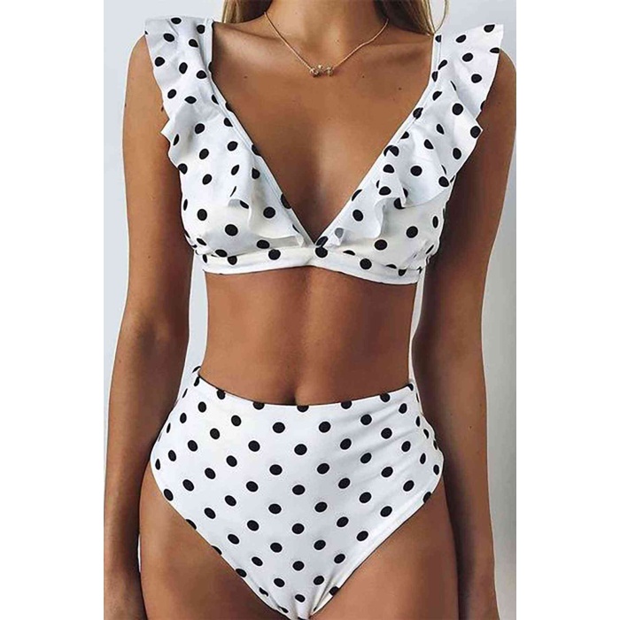 Angelsin Puantiyeli Bikini Takım Beyaz