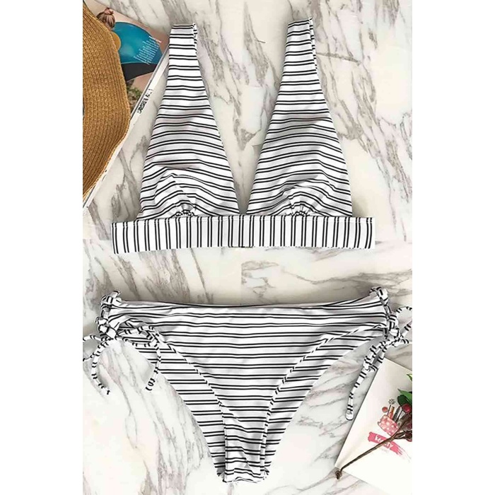 Angelsin Çizgili Bikini Takım Çok Renkli