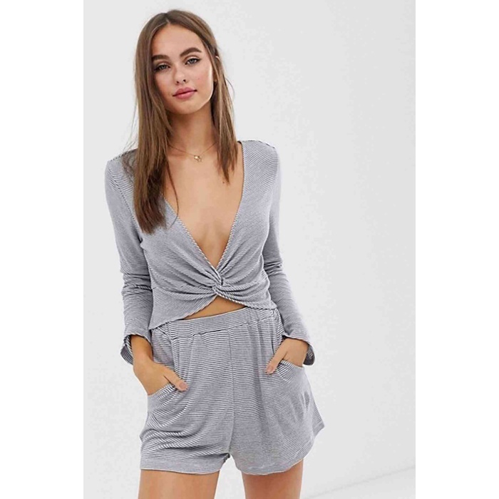 Merry See Cizgili Şortlu Pijama Takım Çok Renkli
