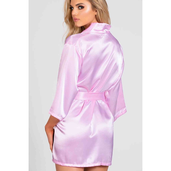 Merry See Saten Kısa Sabahlık Gecelik Pembe
