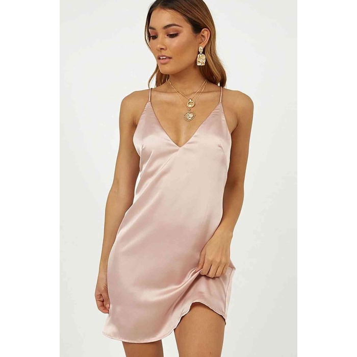 Merry See Kısa Saten Gecelik Pembe
