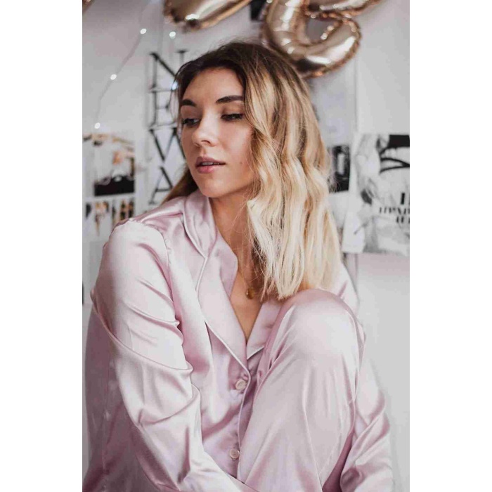 Merry See Saten Pijama Alt Pembe Açık