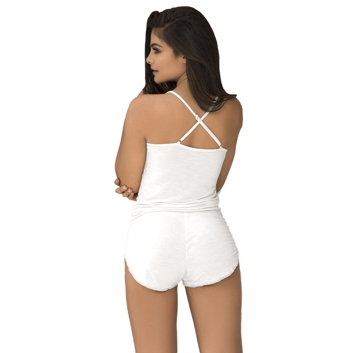 Beyaz Şortlu Tulum Pijama Takımı
