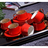 Yaldızlı Gold Detay Kırmızı Türk Kahve Fincanı