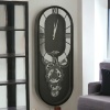 Dekoratif Çarklı Vintage Oval Duvar Saati Kahverengi 80x34x8 cm