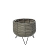 Dekoratif Hasır Kahverengi Metal Ayaklı Saksı Orta Boy 20x14x19 cm