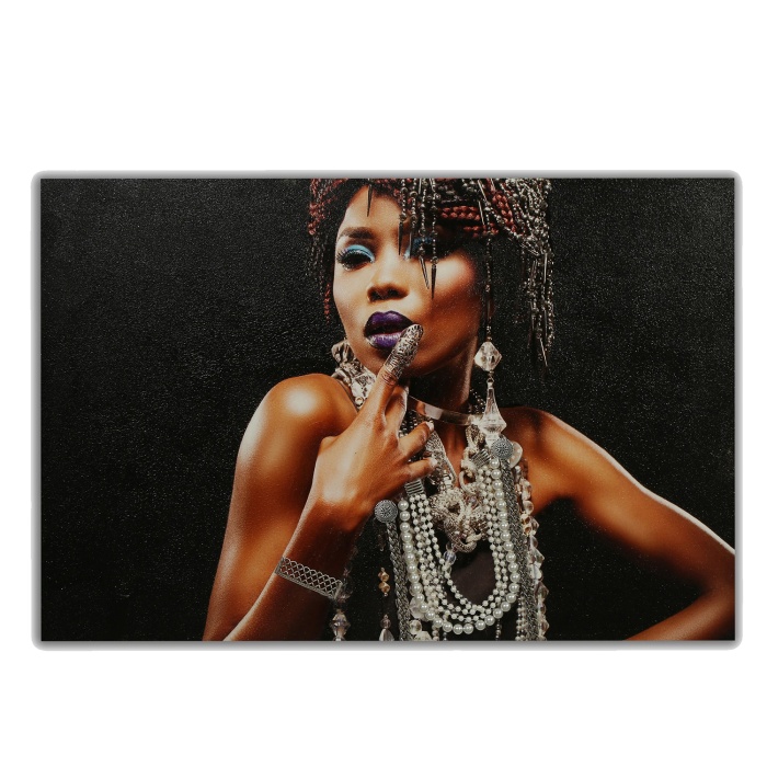 Tablo Kabartmalı Gümüş Takılı Kadın 80X120 cm