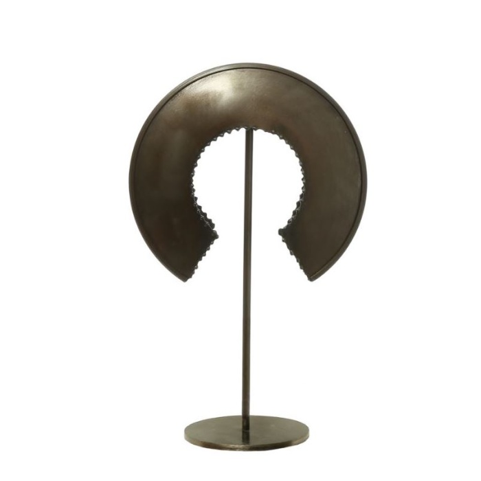 Obje Miğfer Pirinç Tekli Kısa Boy Koyu Renk 22 cm