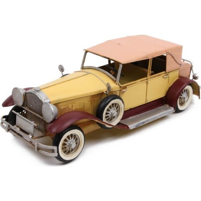 Dekoratif Eskitme Vintage Metal Araba Biblo - Sarı