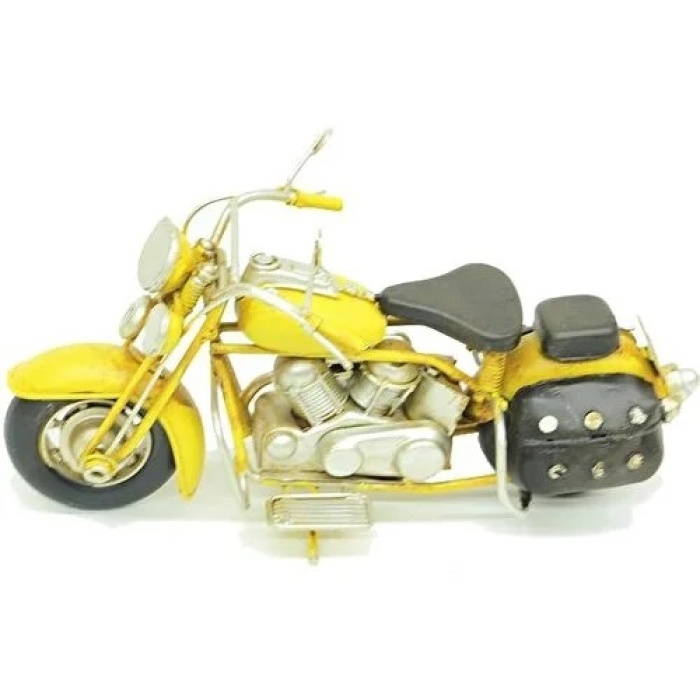 Dekoratif Metal Chopper Model Motosiklet Biblo - Sarı