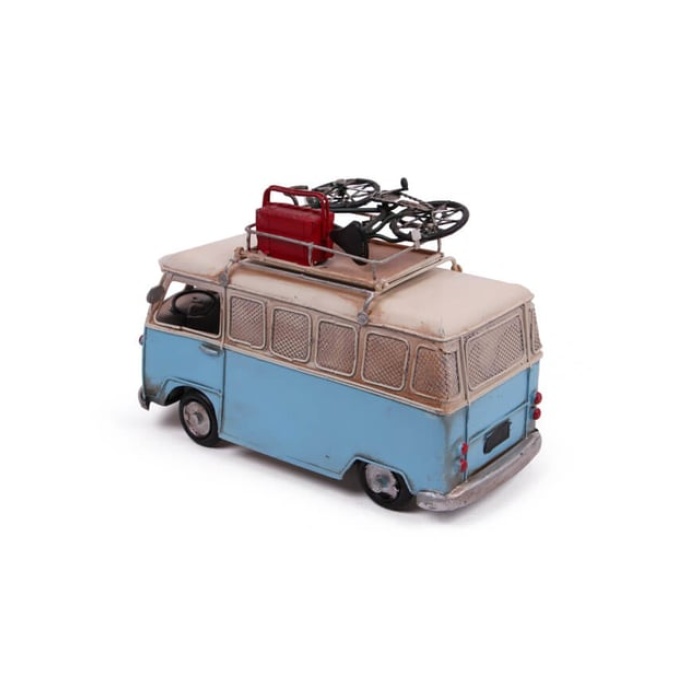 Dekoratif Metal Minibüs Van Vosvos Kumbara Biblo Mavi