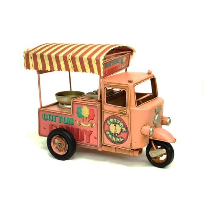 Dekoratif Metal Pamuk Şeker Arabası Vintage Kumbara Biblo - Pembe