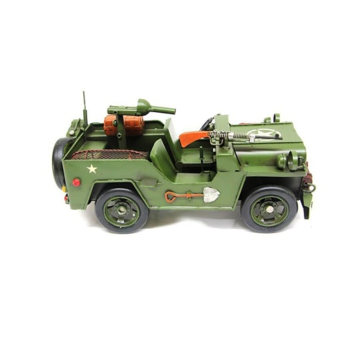 Dekoratif Vintage Metal Askeri Jeep Biblo