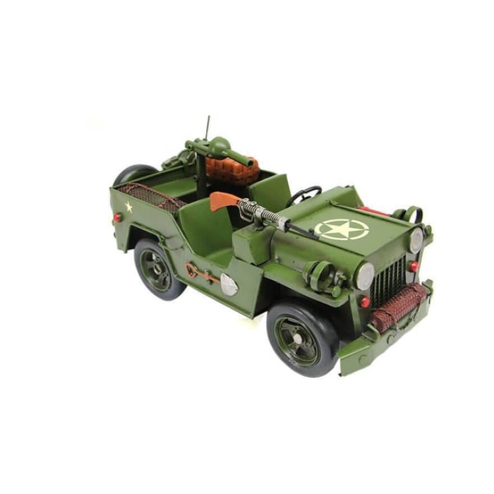 Dekoratif Vintage Metal Askeri Jeep Biblo