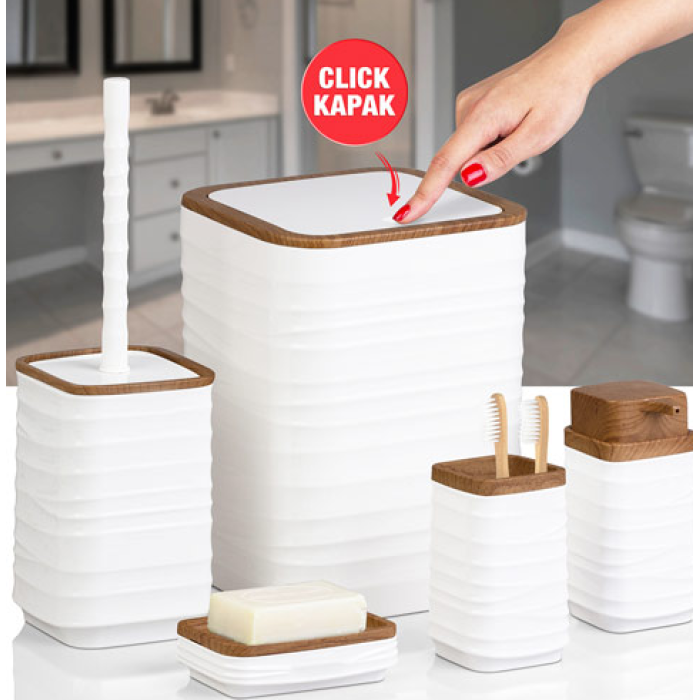 Click Kapak 5li Luna Banyo Seti - Beyaz