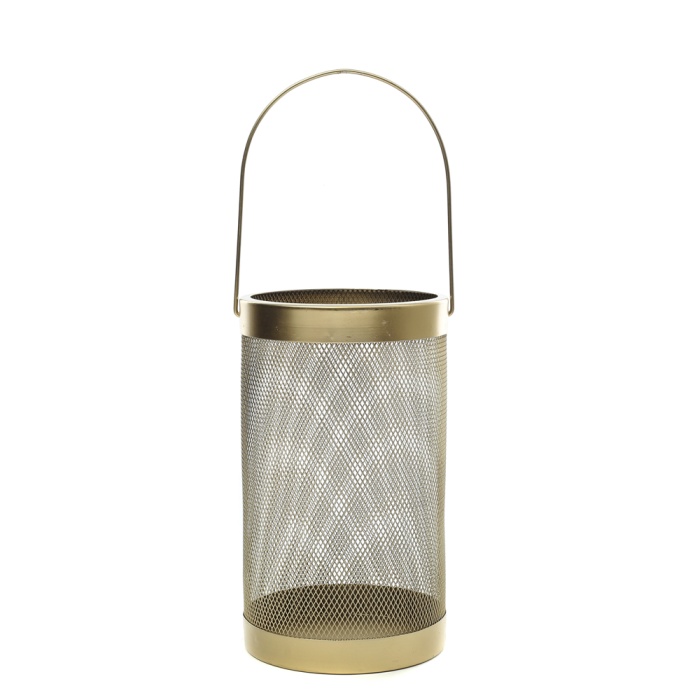 Dekoratif Metal Kafes Fener Gold 15,5x25,5 cm