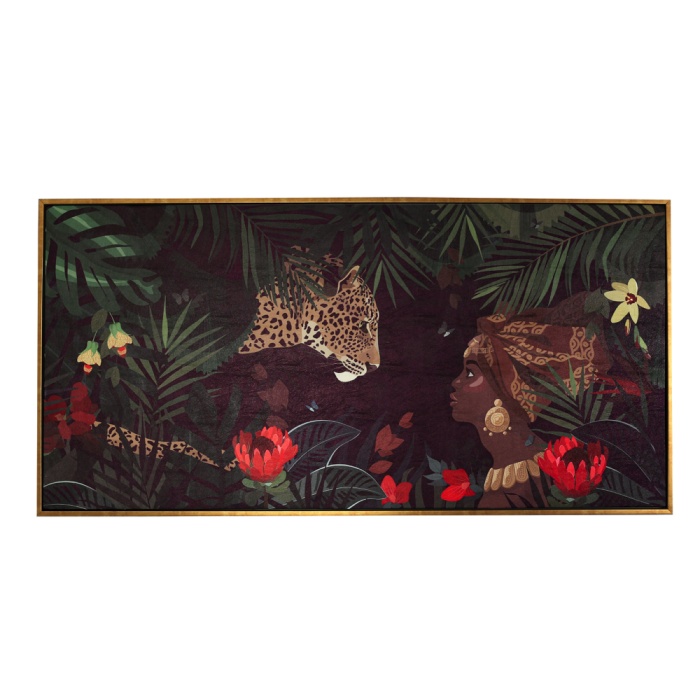 Dekoratif Tropikal Çerçeveli Tablo Kanvas  70x140 cm