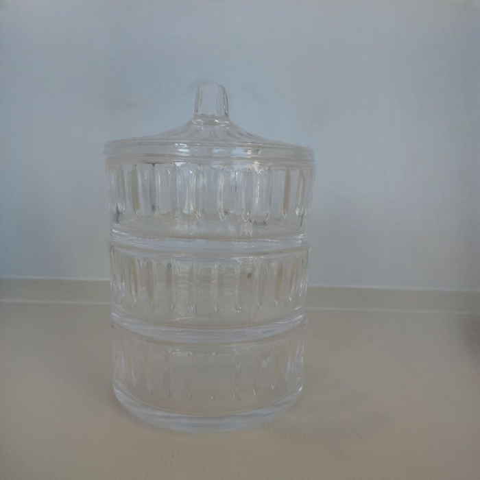 Çok Amaçlı Cam Kapaklı 3 Katlı Sunumluk 22x14 cm