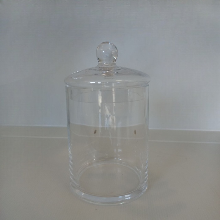 Cam Kapaklı Silindir Sunumluk 12x20,5 cm