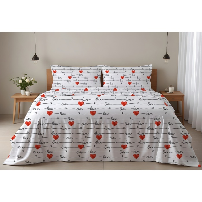 Love Yazı Desenli Nevresim Takımı