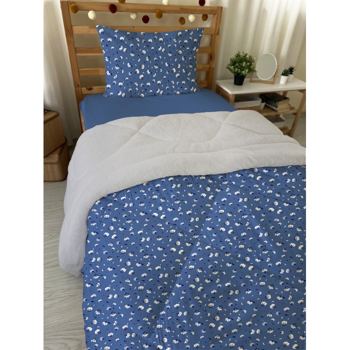 Minik Çiçek Desenli Tek Kişilik Peluş Uyku Set