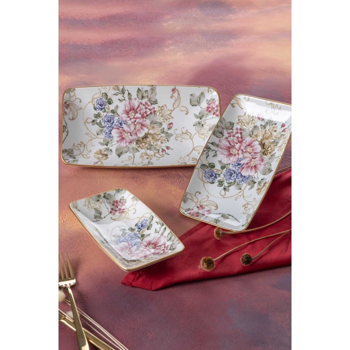 Rosa 3 Parça Kayık Tabak Seti
