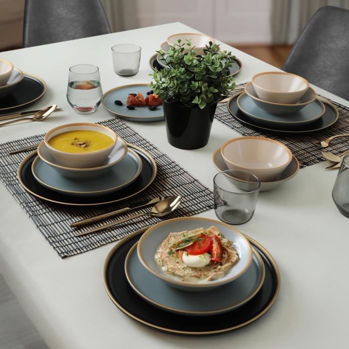 Safir Gri Yemek Takımı 6 Kişilik 24