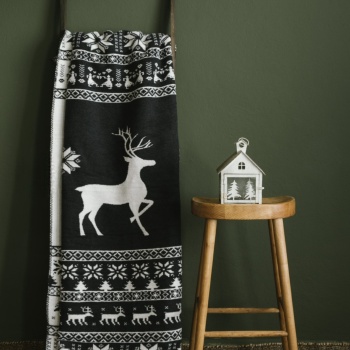 Battaniye Pamuklu Yılbaşı Temalı Deer Tek Kişilik 150x200 Cm