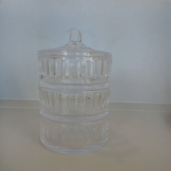 Çok Amaçlı Cam Kapaklı 3 Katlı Sunumluk 22x14 cm