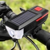 Solar Enerjili USB ile Şarj Edilebilir Ledli Bisiklet Feneri Kornalı ve Su Geçirmez Far 