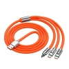3 in 1 Type-C + Micro Usb + Lightning Hızlı Şarj Kablosu Silikon Kablo 1 Metre Opp Ambalaj 