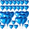 Metalize Parlak Mavi Kalp Şekilli Uçan Balon Folyo 18 inç 45 cm 25 Adet 