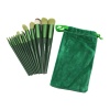 13PCS YEŞİL KADİFE TORBALI MAKYAJ FIRÇA SET 