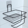 Kendiliğinden Yapışkanlı Tuvalet Kağıdı Tutacağı ve Yedek Raf - Siyah Modern Metal Tasarım 
