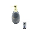DİKEY TOMBUL GRİ MERMER DESEN SERAMİK SIVI SABUNLUK GOLD KAPAK (4549)