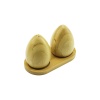2 PCS - YUMURTA MODELİ AHŞAP BAMBU TUZLUK - BAHARATLIK AHŞAP STANDLI (4549)