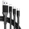 3IN1 SİYAH 1.2 METRE (MICRO USB - LIGHTNING - TYPE C) TELEFON ŞARJ KABLOSU (4549)