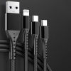 3IN1 SİYAH 1.2 METRE (MICRO USB - LIGHTNING - TYPE C) TELEFON ŞARJ KABLOSU (4549)