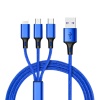 3IN1 MAVİ 1.2 METRE (MICRO USB - LIGHTNING - TYPE C) TELEFON ŞARJ KABLOSU (4549)