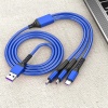 3IN1 MAVİ 1.2 METRE (MICRO USB - LIGHTNING - TYPE C) TELEFON ŞARJ KABLOSU (4549)