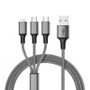 3IN1 GÜMÜŞ 1.2 METRE (MICRO USB - LIGHTNING - TYPE C) TELEFON ŞARJ KABLOSU (4549)